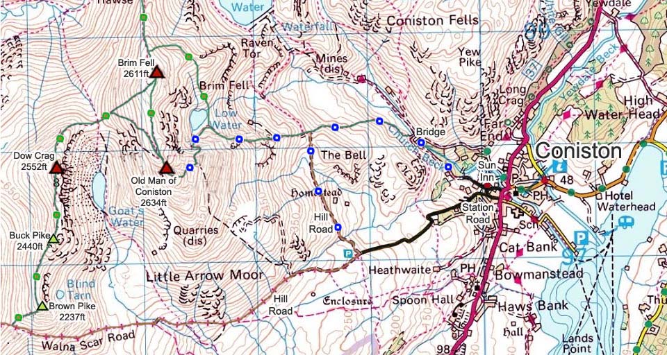 Old Man of Coniston Hiking Map
